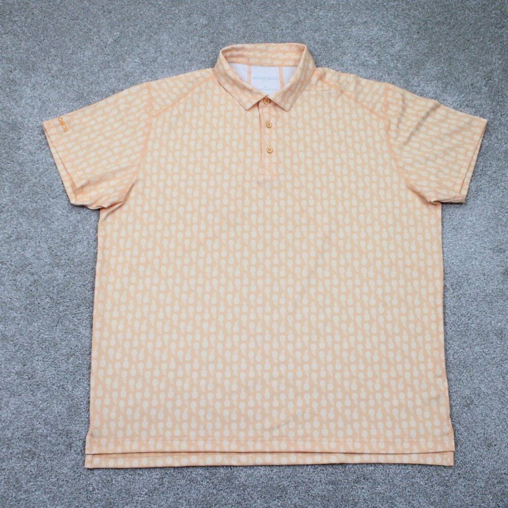 Bonobos Golf Polo Shirt Mens XL Orange/White Geometric Standard Fit S/S Pullover